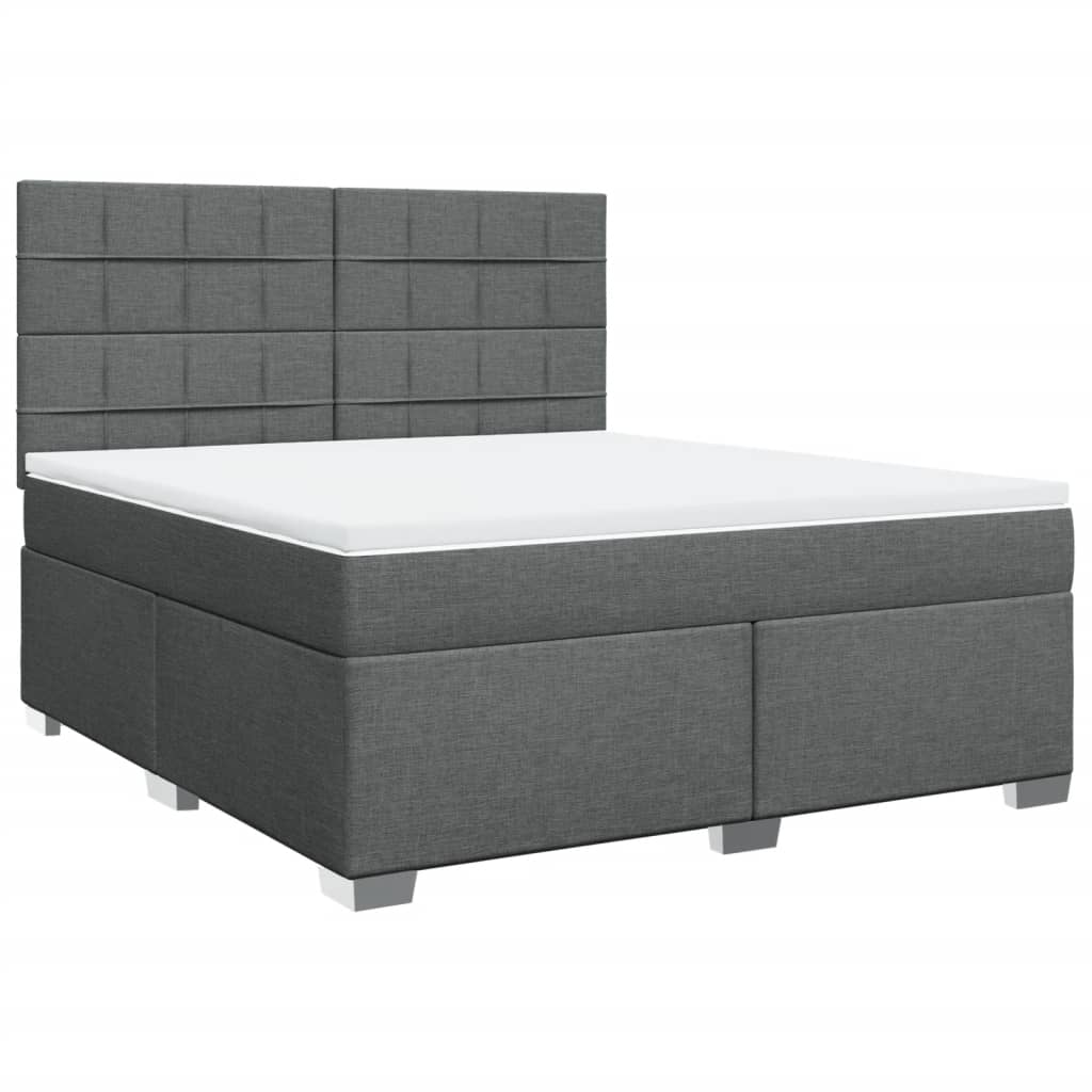 vidaXL Κρεβάτι Boxspring με Στρώμα Σκούρο Γκρι 180x200 εκ Υφασμάτιν