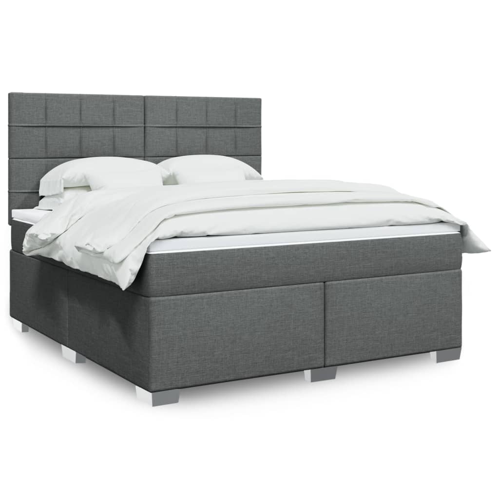 vidaXL Κρεβάτι Boxspring με Στρώμα Σκούρο Γκρι 180x200 εκ Υφασμάτιν