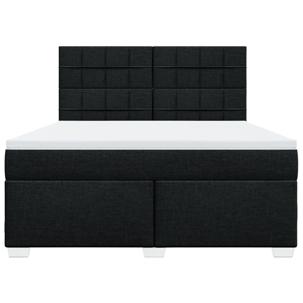vidaXL Κρεβάτι Boxspring με Στρώμα Μαύρο 180x200 εκ. Υφασμάτινο