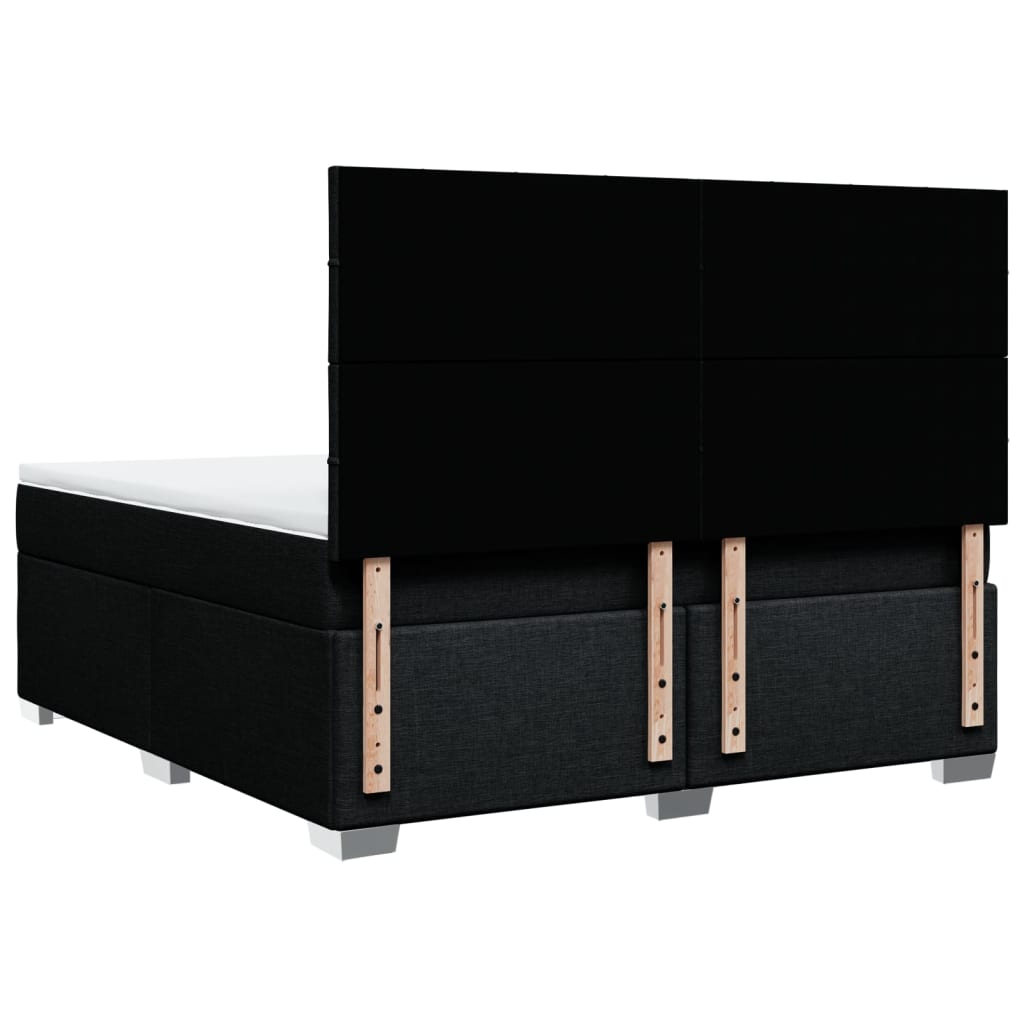 vidaXL Κρεβάτι Boxspring με Στρώμα Μαύρο 180x200 εκ. Υφασμάτινο