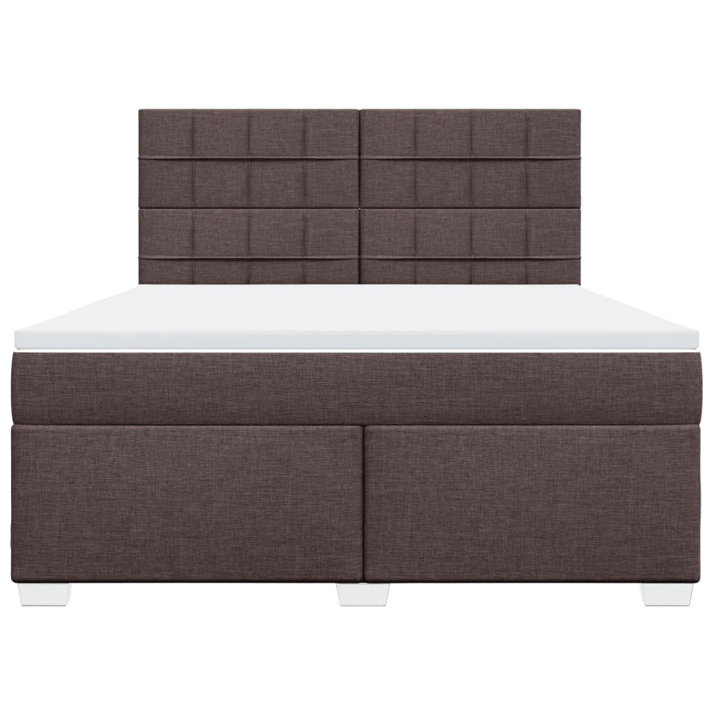 vidaXL Κρεβάτι Boxspring με Στρώμα Σκούρο Καφέ 180x200 εκ Υφασμάτινο