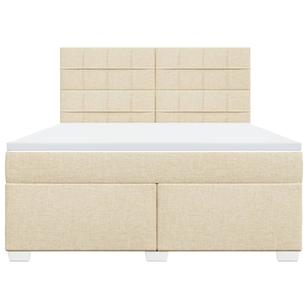 vidaXL Κρεβάτι Boxspring με Στρώμα Κρεμ 180x200 εκ. Υφασμάτινο