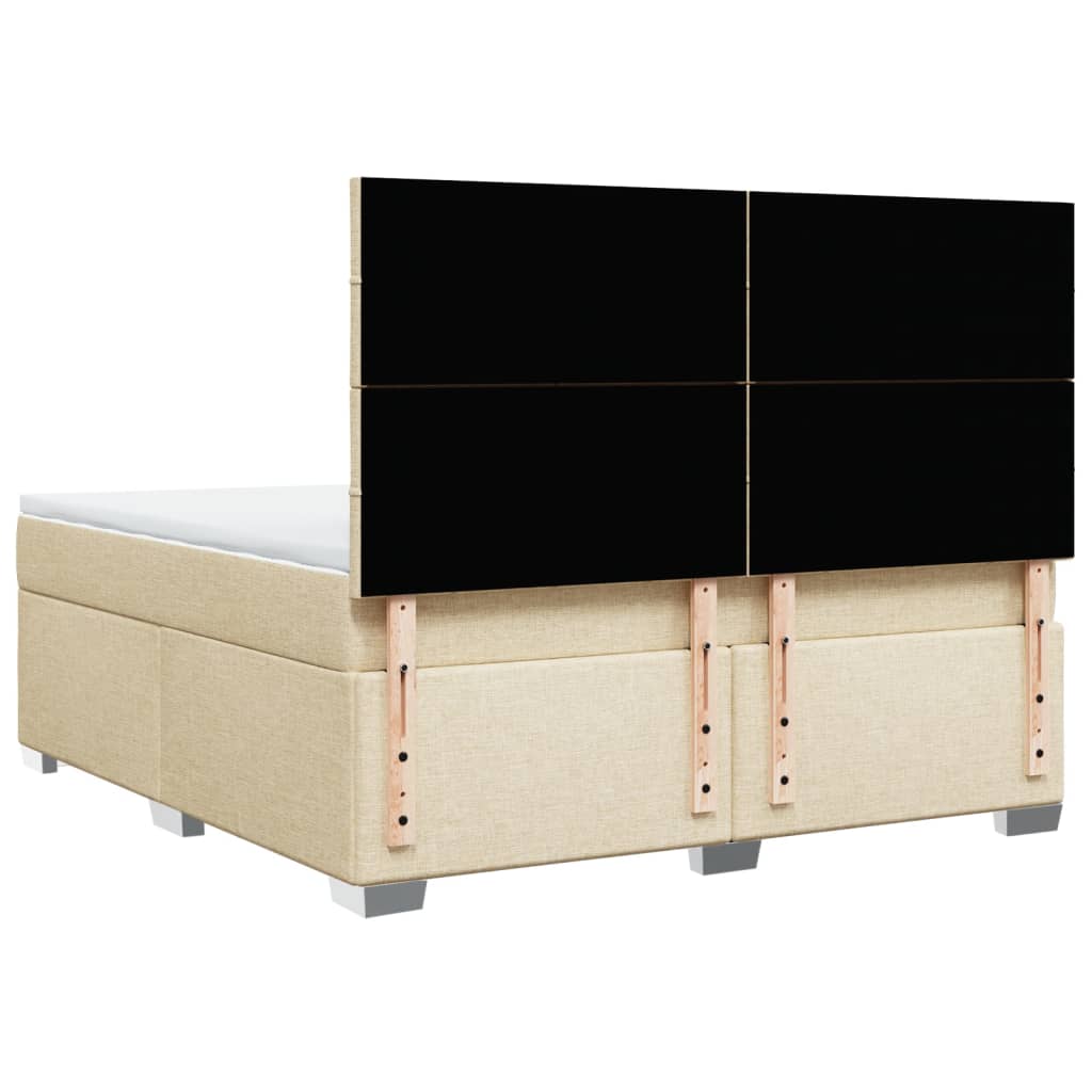 vidaXL Κρεβάτι Boxspring με Στρώμα Κρεμ 180x200 εκ. Υφασμάτινο
