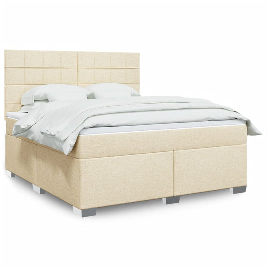 vidaXL Κρεβάτι Boxspring με Στρώμα Κρεμ 180x200 εκ. Υφασμάτινο