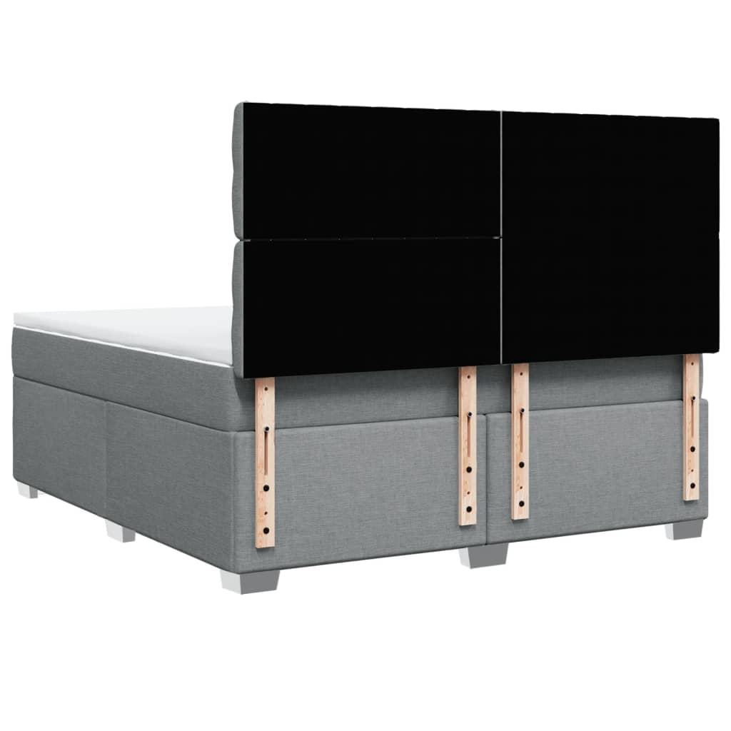 vidaXL Κρεβάτι Boxspring με Στρώμα Ανοιχτό Γκρι 180x200 εκ. Υφασμάτινο
