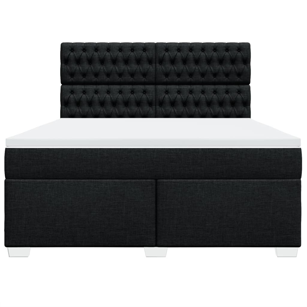 vidaXL Κρεβάτι Boxspring με Στρώμα Μαύρο 180x200 εκ. Υφασμάτινο