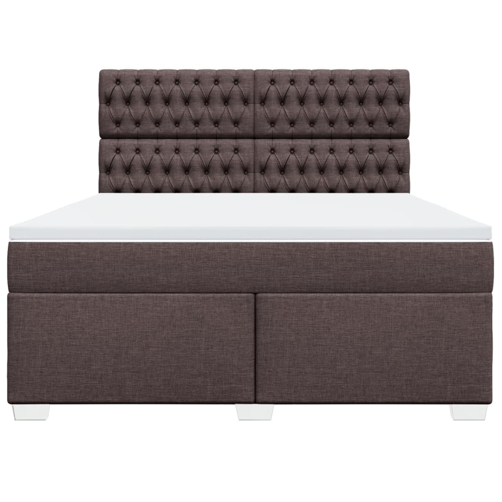 vidaXL Κρεβάτι Boxspring με Στρώμα Σκούρο Καφέ 180x200 εκ Υφασμάτινο