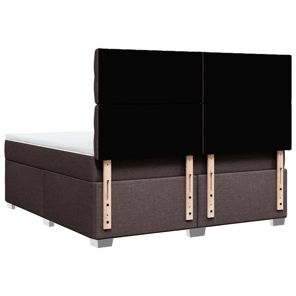vidaXL Κρεβάτι Boxspring με Στρώμα Σκούρο Καφέ 180x200 εκ Υφασμάτινο