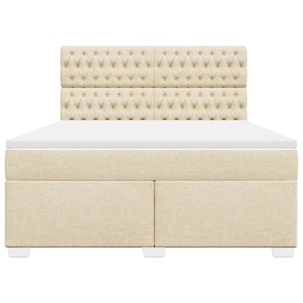 vidaXL Κρεβάτι Boxspring με Στρώμα Κρεμ 180x200 εκ. Υφασμάτινο