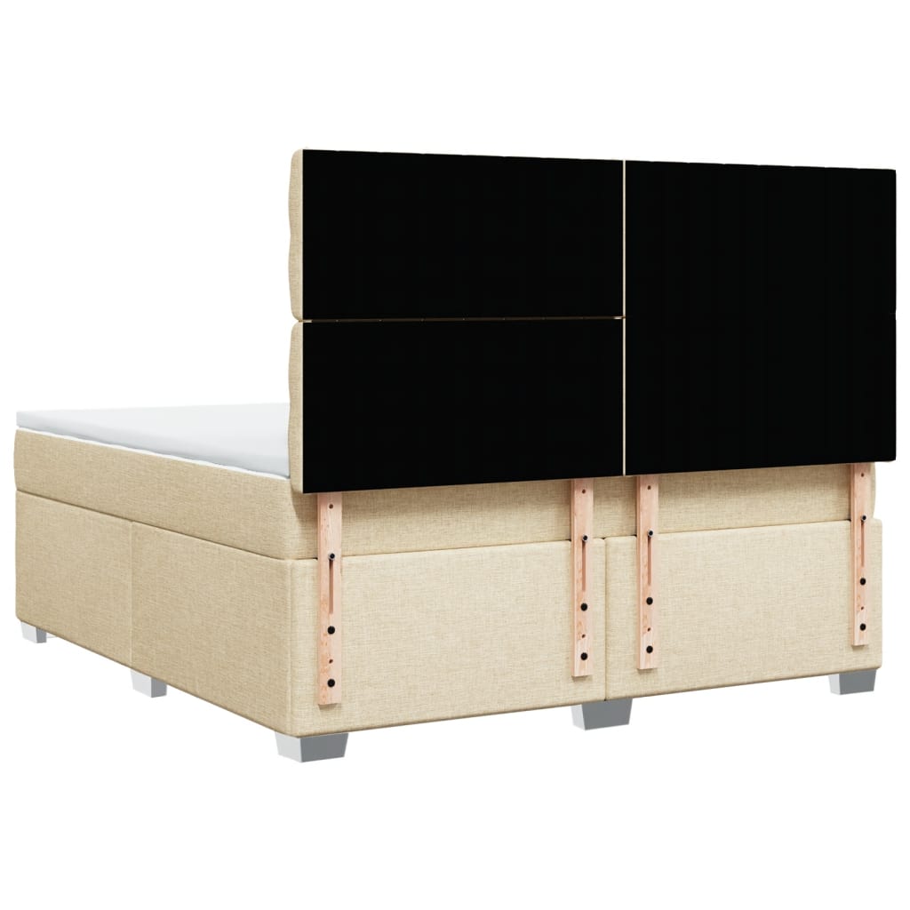 vidaXL Κρεβάτι Boxspring με Στρώμα Κρεμ 180x200 εκ. Υφασμάτινο