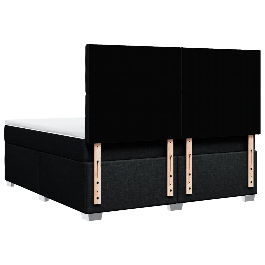 vidaXL Κρεβάτι Boxspring με Στρώμα Μαύρο 180x200 εκ. Υφασμάτινο