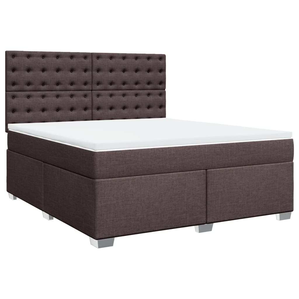 vidaXL Κρεβάτι Boxspring με Στρώμα Σκούρο Καφέ 180x200 εκ Υφασμάτινο
