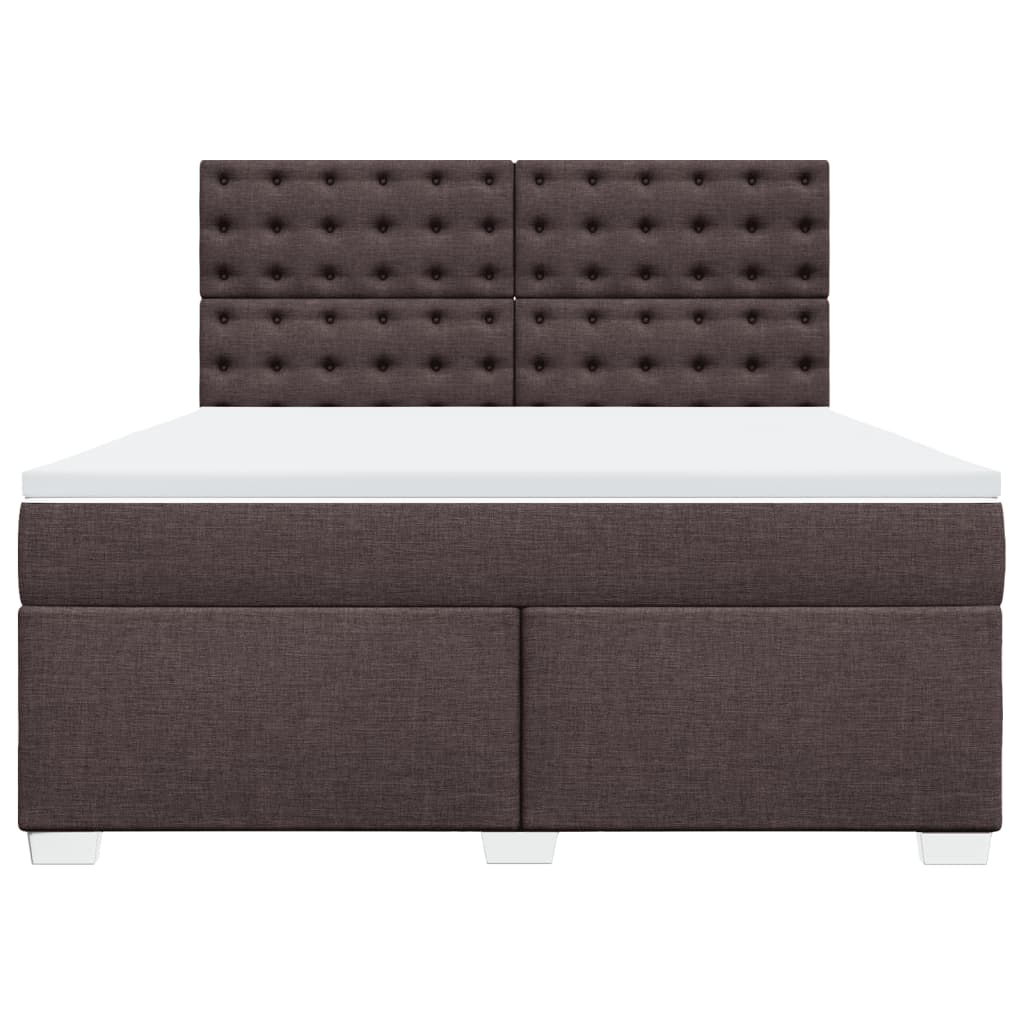 vidaXL Κρεβάτι Boxspring με Στρώμα Σκούρο Καφέ 180x200 εκ Υφασμάτινο