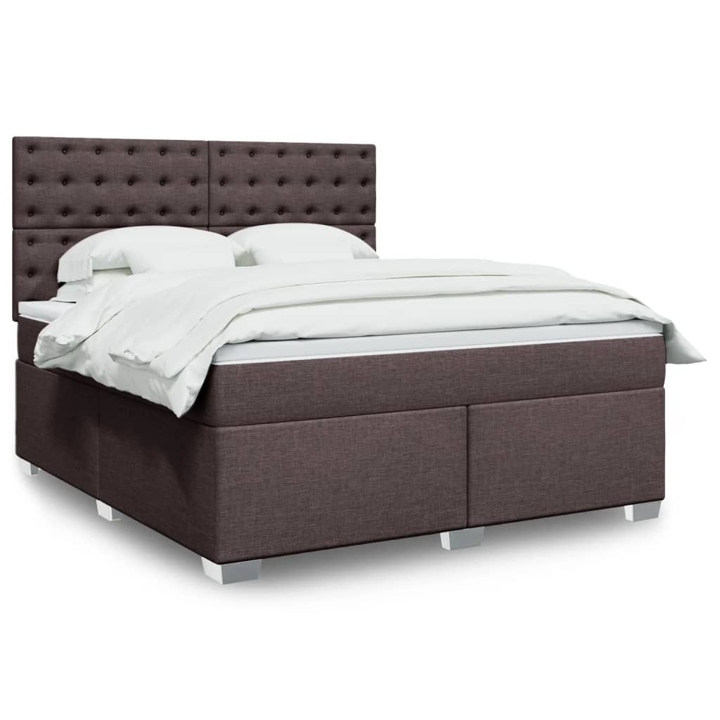 vidaXL Κρεβάτι Boxspring με Στρώμα Σκούρο Καφέ 180x200 εκ Υφασμάτινο