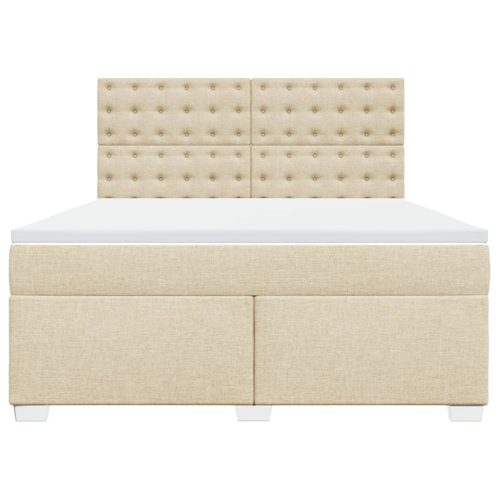 vidaXL Κρεβάτι Boxspring με Στρώμα Κρεμ 180x200 εκ. Υφασμάτινο