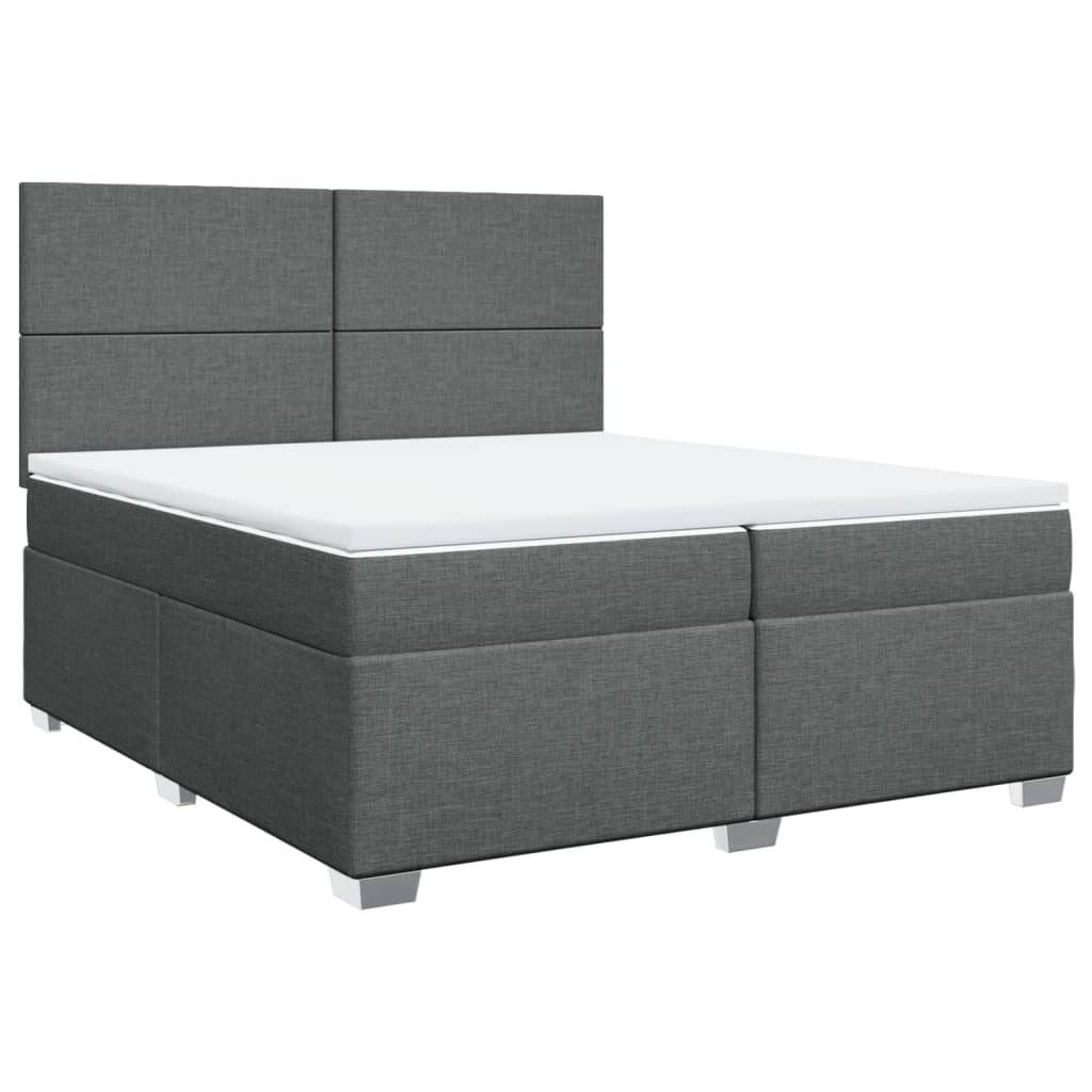 vidaXL Κρεβάτι Boxspring με Στρώμα Σκούρο Γκρι 200x200 εκ. Υφασμάτινο