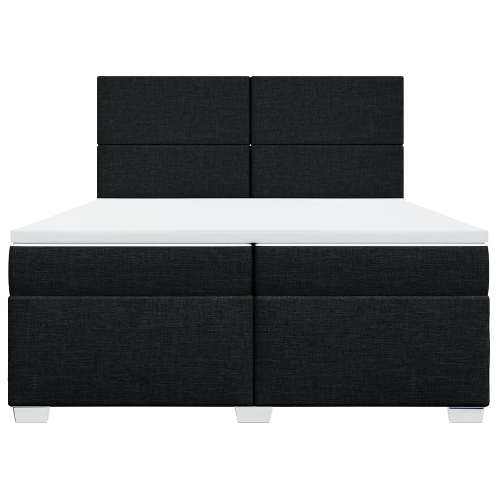 vidaXL Κρεβάτι Boxspring με Στρώμα Μαύρο 200x200 εκ. Υφασμάτινο