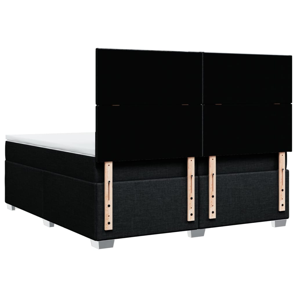 vidaXL Κρεβάτι Boxspring με Στρώμα Μαύρο 200x200 εκ. Υφασμάτινο