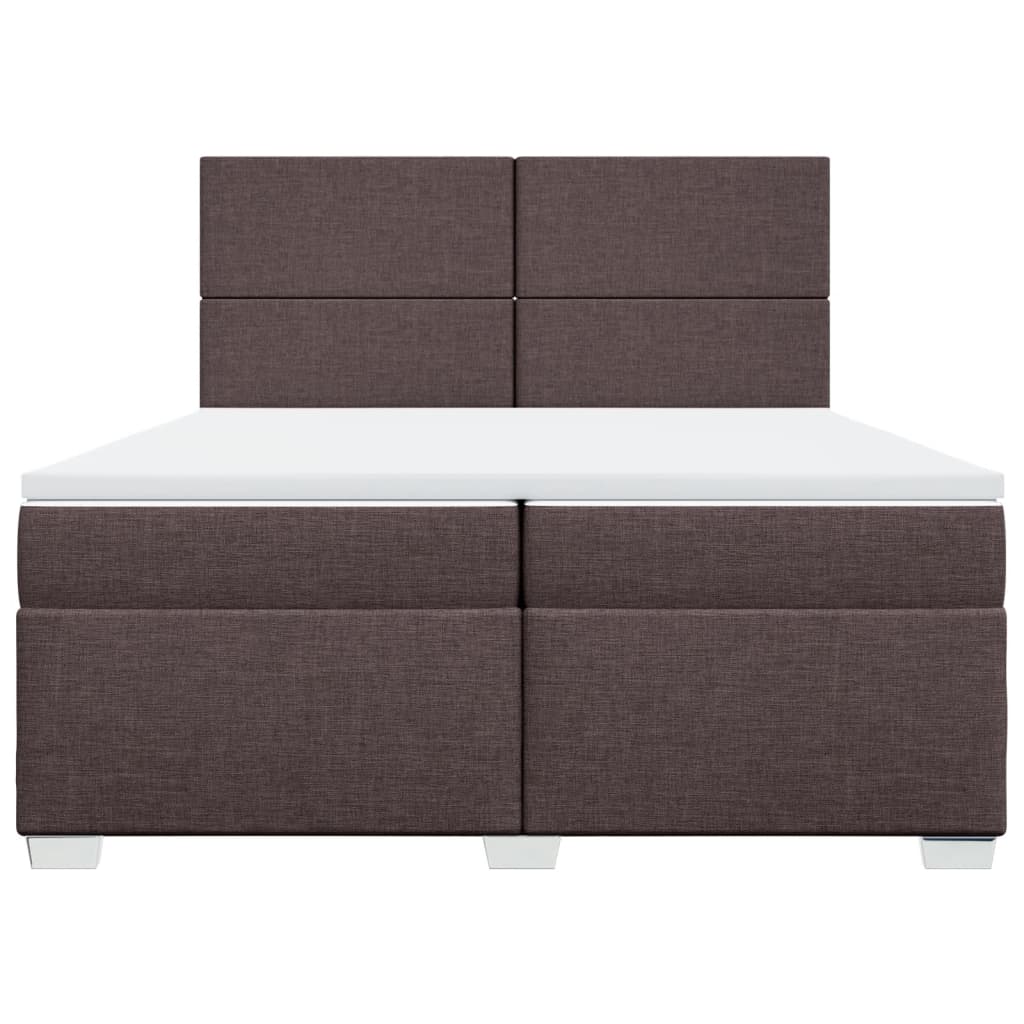 vidaXL Κρεβάτι Boxspring με Στρώμα Σκούρο Καφέ 200x200 εκ. Υφασμάτινο