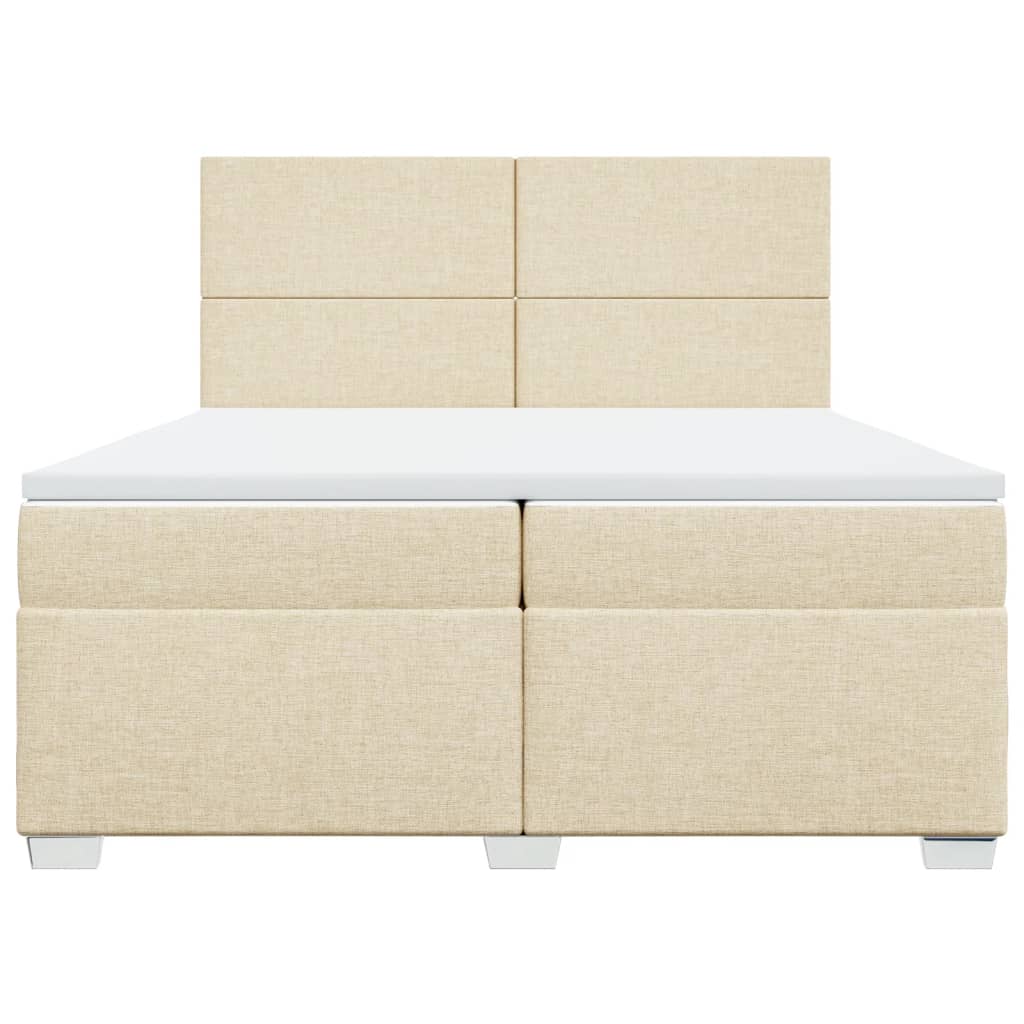 vidaXL Κρεβάτι Boxspring με Στρώμα Κρεμ 200x200 εκ. Υφασμάτινο
