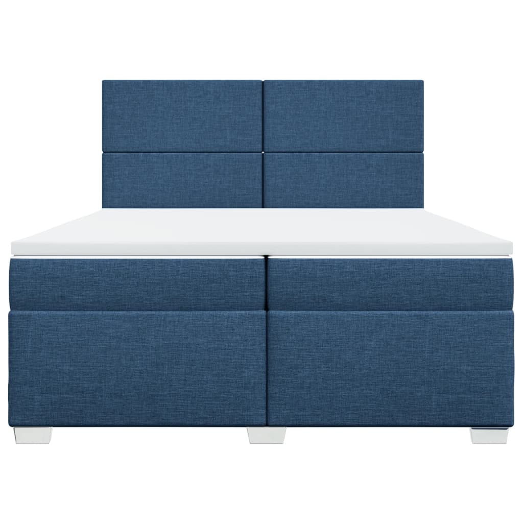 vidaXL Κρεβάτι Boxspring με Στρώμα Μπλε 200x200 εκ. Υφασμάτινο