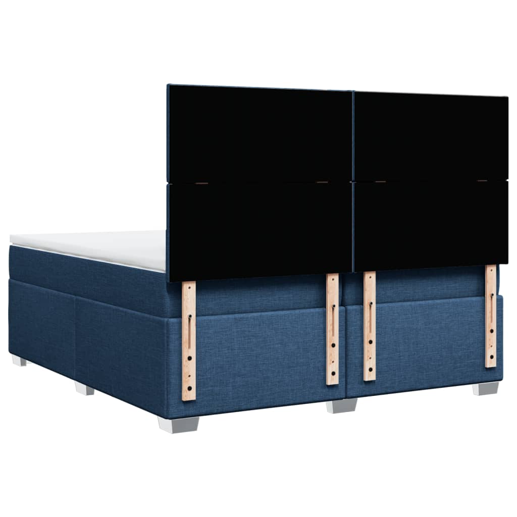 vidaXL Κρεβάτι Boxspring με Στρώμα Μπλε 200x200 εκ. Υφασμάτινο