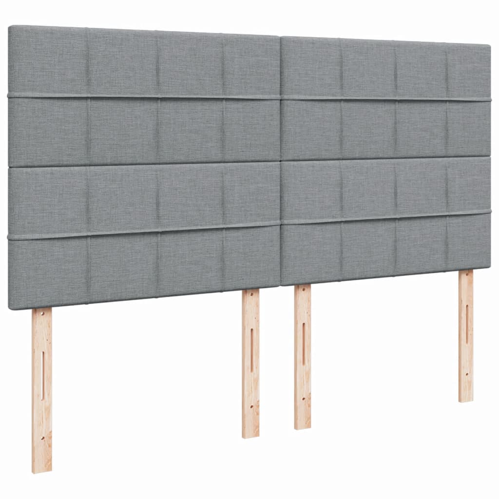 vidaXL Κρεβάτι Boxspring με Στρώμα Ανοιχτό Γκρι 200x200 εκ. Υφασμάτινο