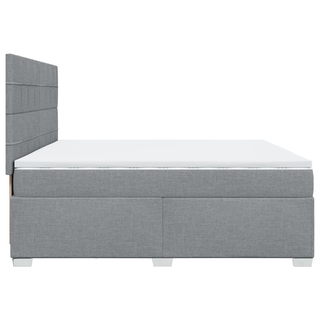 vidaXL Κρεβάτι Boxspring με Στρώμα Ανοιχτό Γκρι 200x200 εκ. Υφασμάτινο