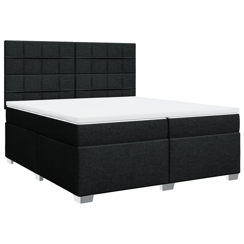 vidaXL Κρεβάτι Boxspring με Στρώμα Μαύρο 200x200 εκ. Υφασμάτινο