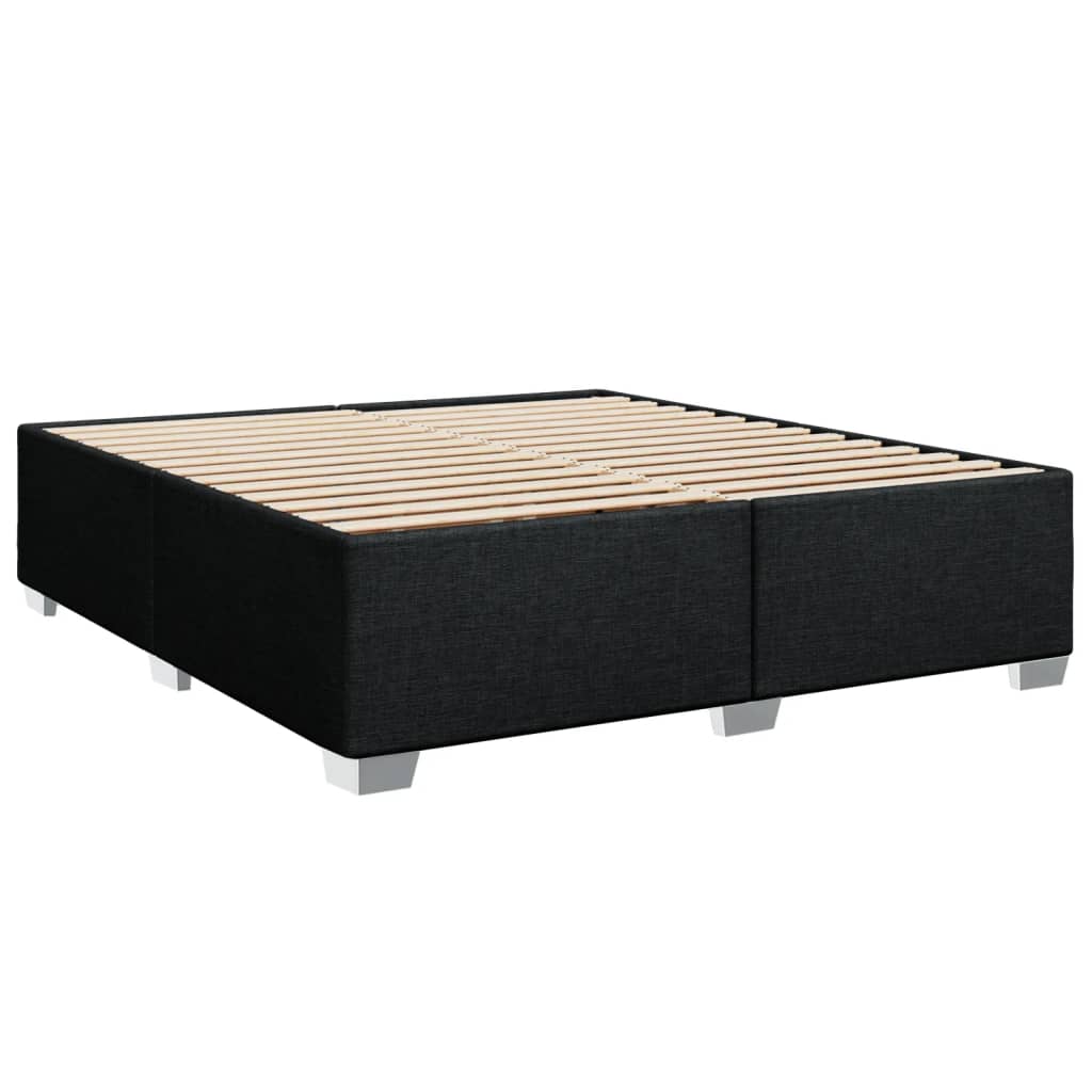 vidaXL Κρεβάτι Boxspring με Στρώμα Μαύρο 200x200 εκ. Υφασμάτινο
