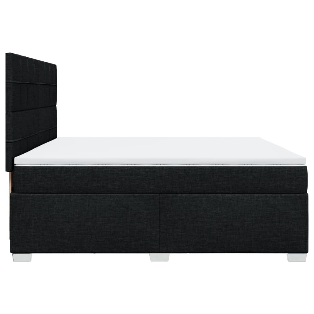 vidaXL Κρεβάτι Boxspring με Στρώμα Μαύρο 200x200 εκ. Υφασμάτινο