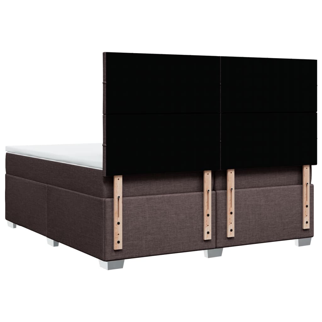 vidaXL Κρεβάτι Boxspring με Στρώμα Σκούρο Καφέ 200x200 εκ. Υφασμάτινο