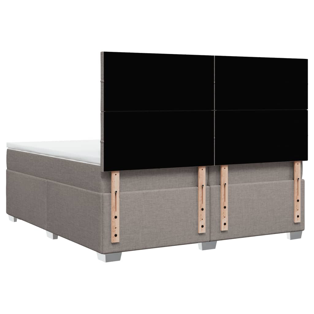 vidaXL Κρεβάτι Boxspring με Στρώμα Taupe 200x200 εκ. Υφασμάτινο