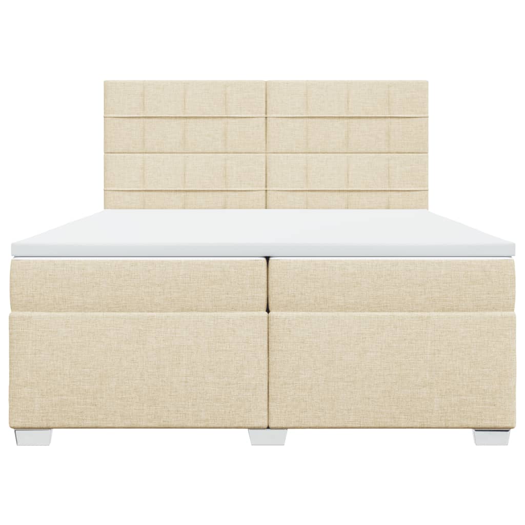 vidaXL Κρεβάτι Boxspring με Στρώμα Κρεμ 200x200 εκ. Υφασμάτινο