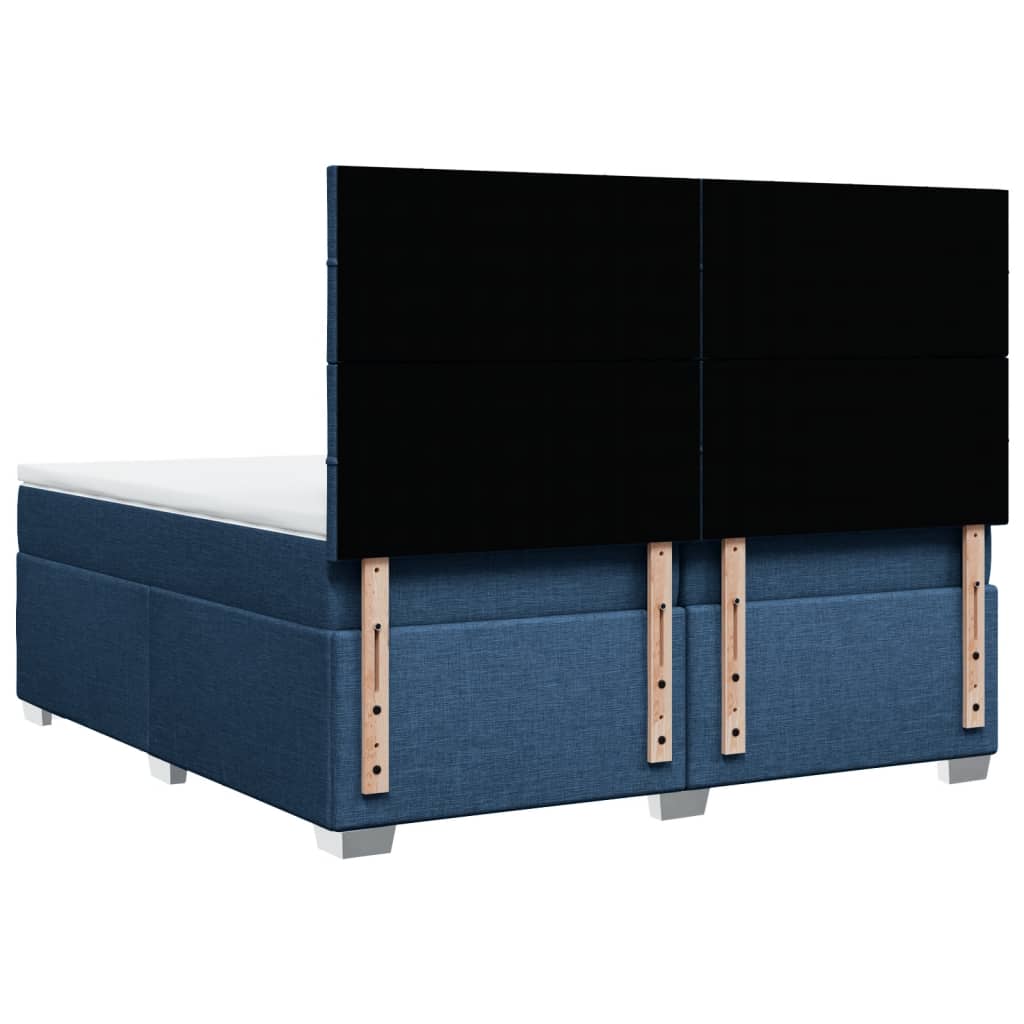 vidaXL Κρεβάτι Boxspring με Στρώμα Μπλε 200x200 εκ. Υφασμάτινο