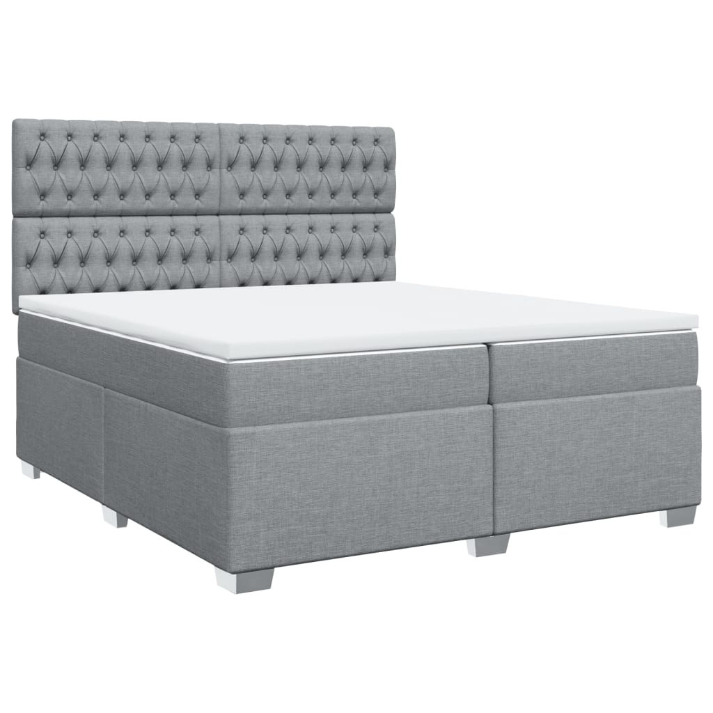 vidaXL Κρεβάτι Boxspring με Στρώμα Ανοιχτό Γκρι 200x200 εκ. Υφασμάτινο