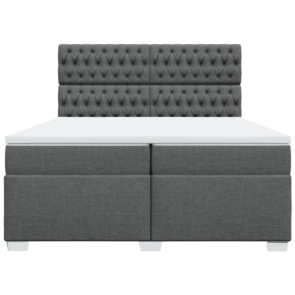 vidaXL Κρεβάτι Boxspring με Στρώμα Σκούρο Γκρι 200x200 εκ. Υφασμάτινο
