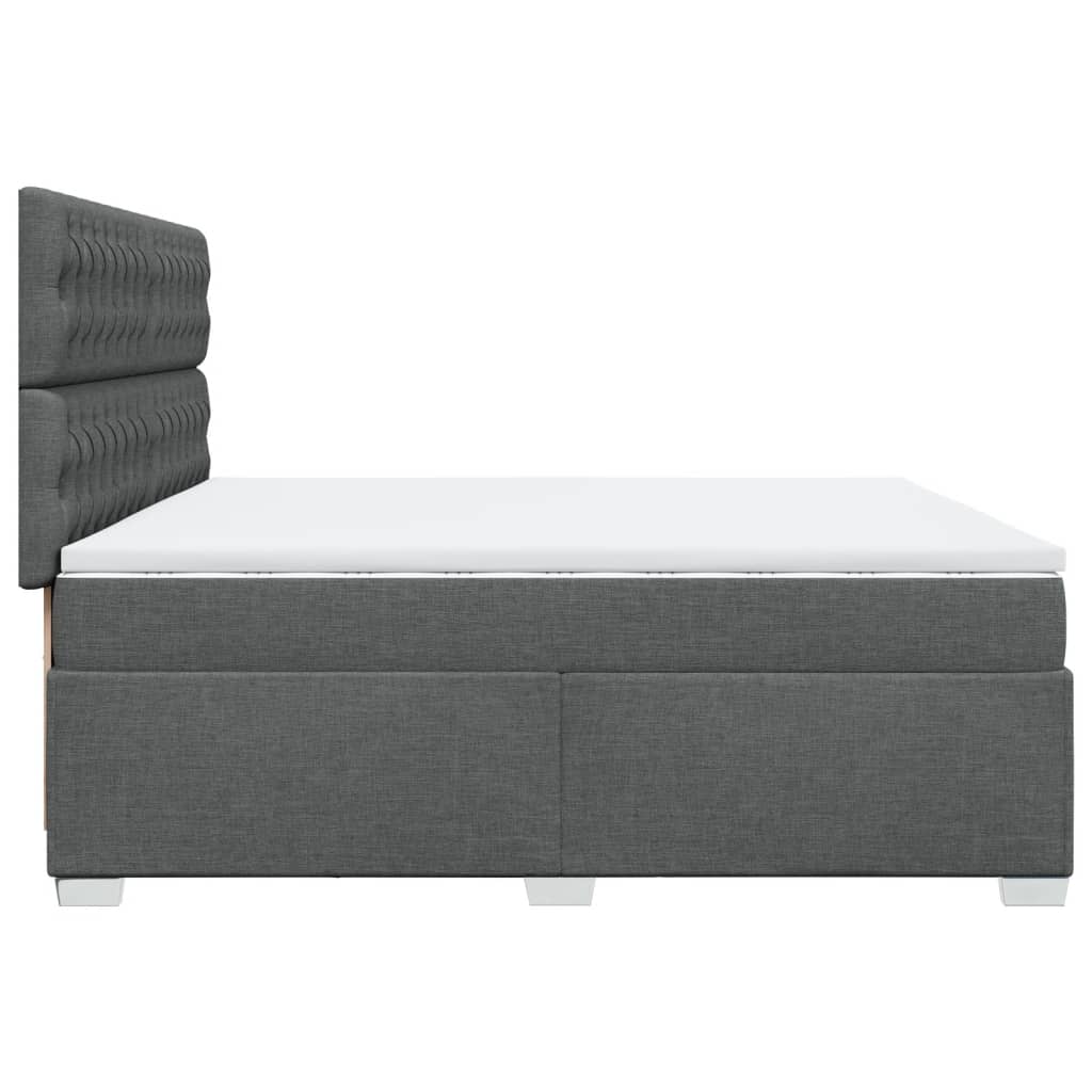 vidaXL Κρεβάτι Boxspring με Στρώμα Σκούρο Γκρι 200x200 εκ. Υφασμάτινο