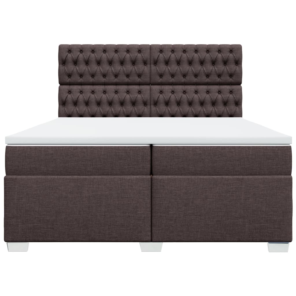 vidaXL Κρεβάτι Boxspring με Στρώμα Σκούρο Καφέ 200x200 εκ. Υφασμάτινο