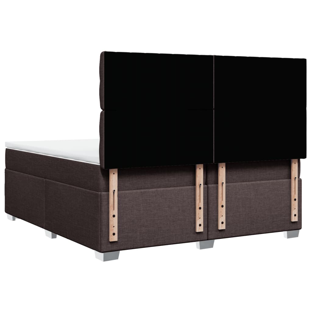 vidaXL Κρεβάτι Boxspring με Στρώμα Σκούρο Καφέ 200x200 εκ. Υφασμάτινο