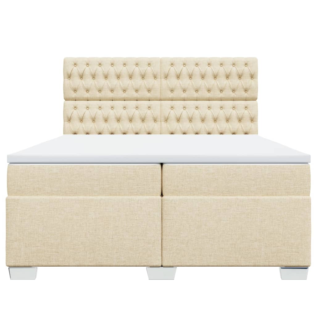 vidaXL Κρεβάτι Boxspring με Στρώμα Κρεμ 200x200 εκ. Υφασμάτινο