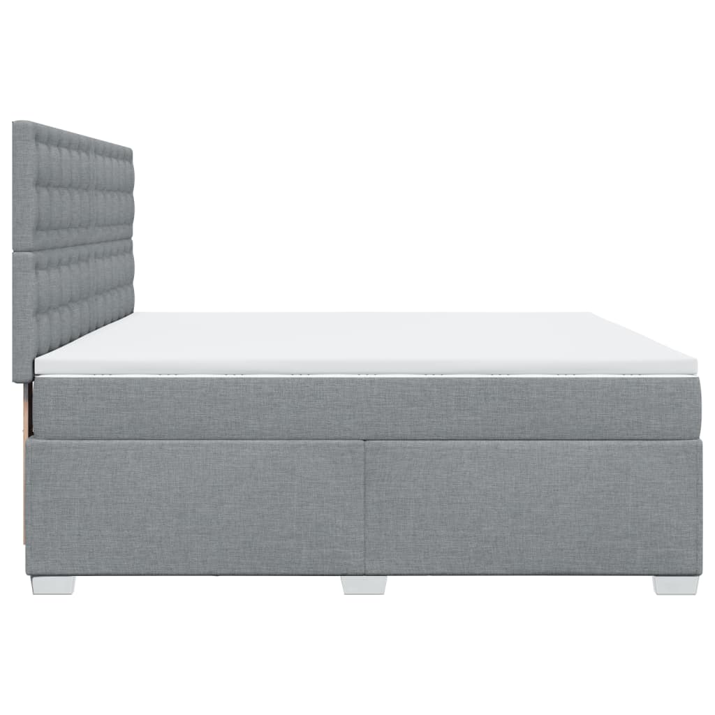 vidaXL Κρεβάτι Boxspring με Στρώμα Ανοιχτό Γκρι 200x200 εκ. Υφασμάτινο