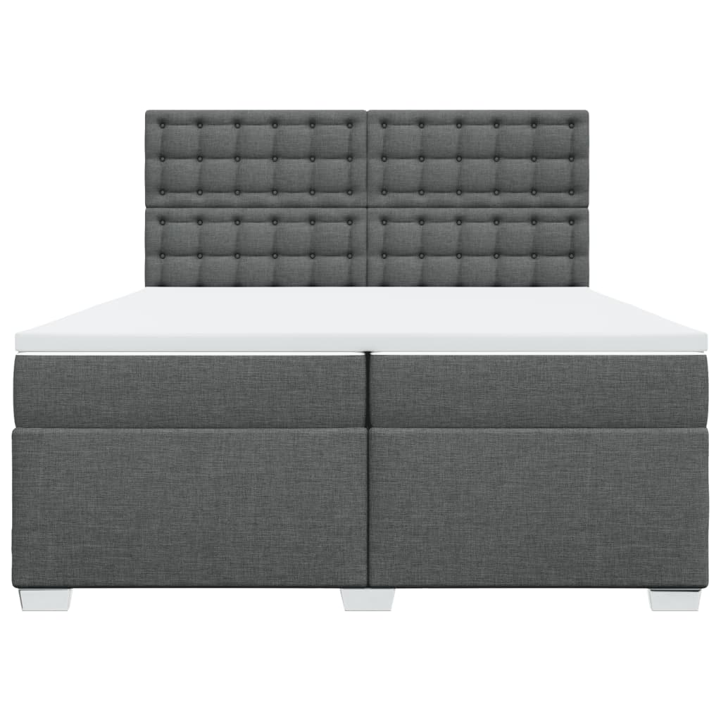 vidaXL Κρεβάτι Boxspring με Στρώμα Σκούρο Γκρι 200x200 εκ. Υφασμάτινο