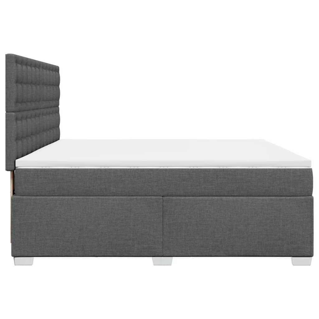 vidaXL Κρεβάτι Boxspring με Στρώμα Σκούρο Γκρι 200x200 εκ. Υφασμάτινο