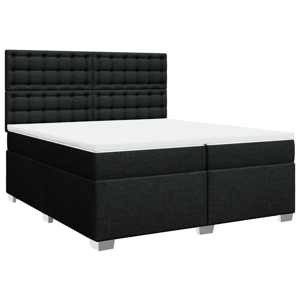 vidaXL Κρεβάτι Boxspring με Στρώμα Μαύρο 200x200 εκ. Υφασμάτινο