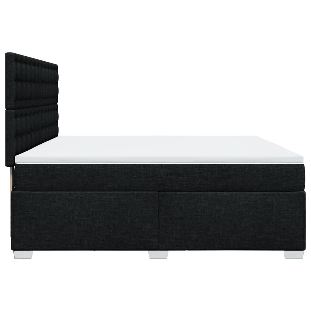 vidaXL Κρεβάτι Boxspring με Στρώμα Μαύρο 200x200 εκ. Υφασμάτινο