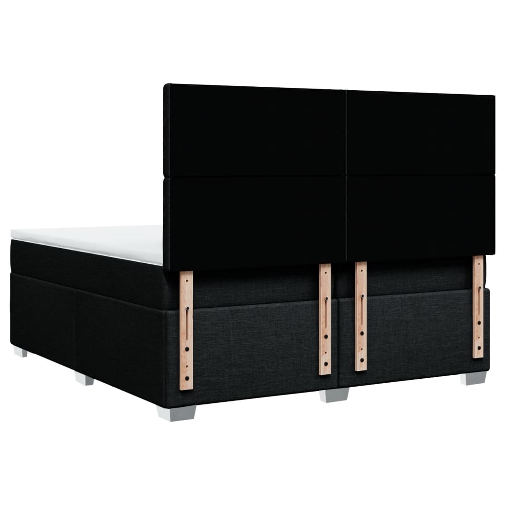vidaXL Κρεβάτι Boxspring με Στρώμα Μαύρο 200x200 εκ. Υφασμάτινο