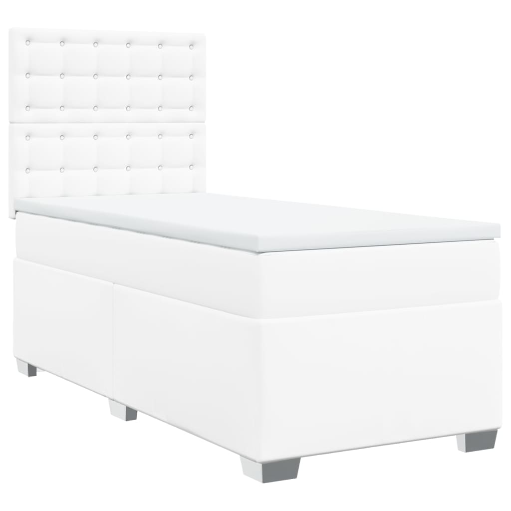 vidaXL Κρεβάτι Boxspring με Στρώμα Λευκό 80 x 200 εκ. Συνθετικό Δέρμα