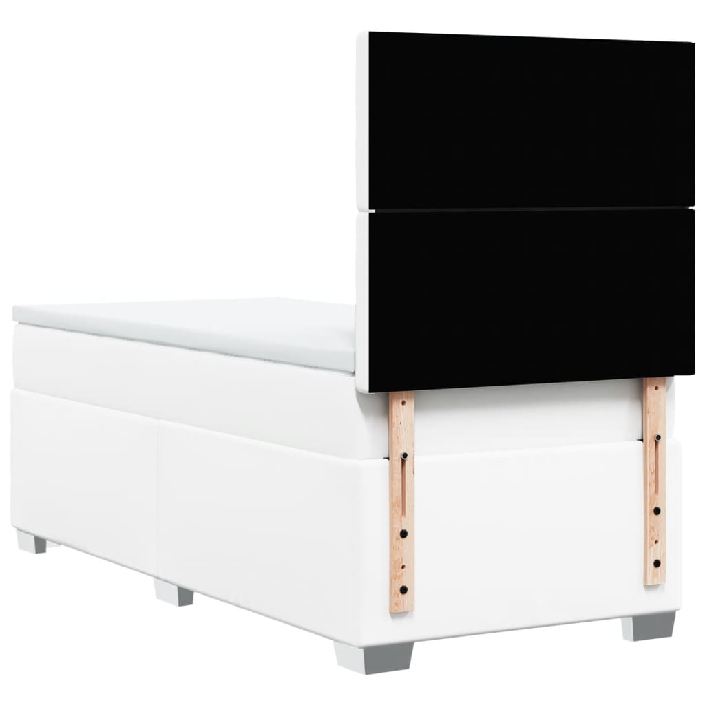 vidaXL Κρεβάτι Boxspring με Στρώμα Λευκό 80 x 200 εκ. Συνθετικό Δέρμα