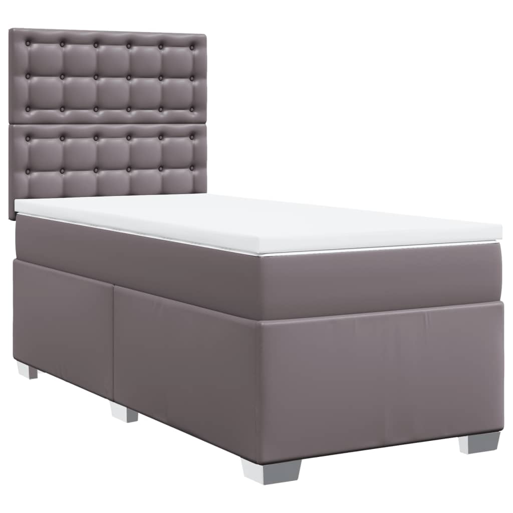 vidaXL Κρεβάτι Boxspring με Στρώμα Γκρι 80 x 200 εκ. Συνθετικό Δέρμα